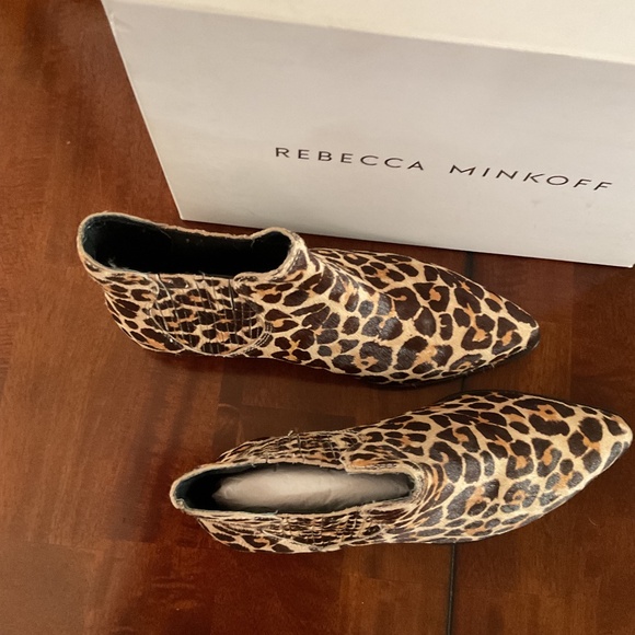 NWT Leopard Suede Rebecca Minkoff half boots size 8 Madison Too - Picture 3 of 6